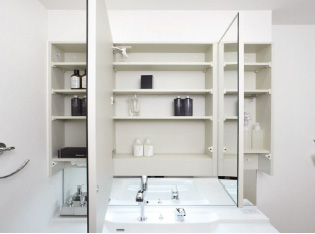 収納付き三面鏡